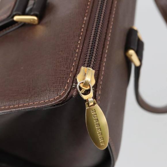 BURBERRY Hand Bag Leather Brown Gold Auth yk16155 - Picture 10 of 16